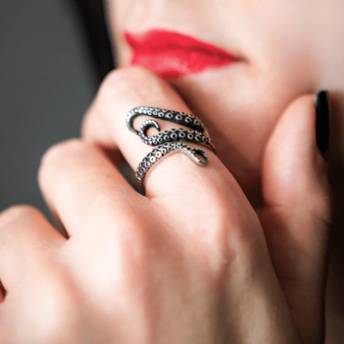 Deep sea Octopus ring - titán acél statement gyűrű